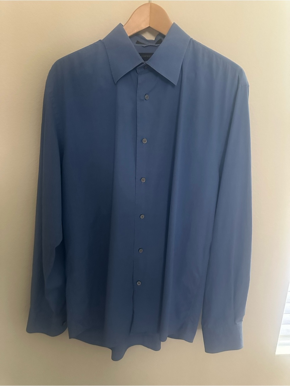Express Men's Blue Long-Sleeve Dress Shirt